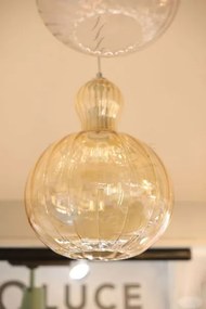 Sospensione 1 luce grande in vetro artigianale ambra