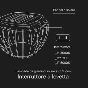 Lampada LED Solare 1W CCT 3000K-6000K Grigia – Pannello 5W IP44
