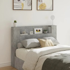 Testiera Con Contenitore A Led Grigio Cemento 140x16,5x103,5 Cm /