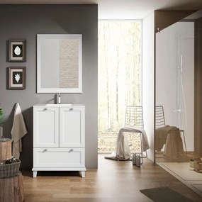 Mobile da bagno a terra sotto lavabo L 62.7 x H 87 x P 46 cm grigio laccato opaco, 1 cassetto, 2 ante VISOBATH Unike