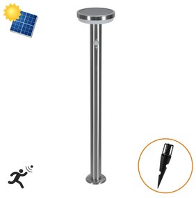Paletto da giardino Solare con Sensore Movimento 80cm in Acciaio Colore Bianco Naturale 4.000K