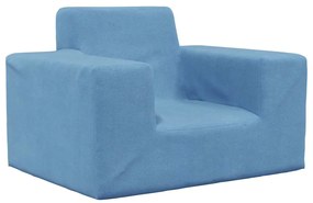 Divano Per Bambini Blu İn Morbido Peluche /