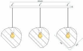 Lampada Da Soffitto Pensile Triangolare APP383-3CPR