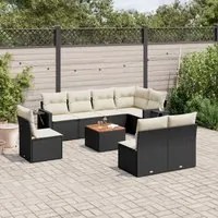 Set Divani da Giardino 9 pz con Cuscini Nero in Polyrattancod mxl 112934