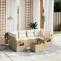 Set Divani da Giardino 7 pz con Cuscini Beige in Polyrattan 3226639