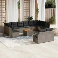 Set Divani da Giardino 13 pz con Cuscini Grigio in Polyrattan 3257131