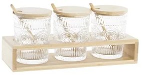 Portazucchero DKD Home Decor 28 x 10 x 13,5 cm Cristallo Naturale Trasparente 300 ml Vetro Borosilicato