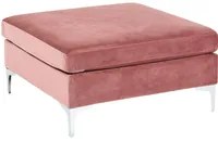 Ottomana con cuscino superiore in velluto rosa ottomana Gambe in metallo argentato Stile glamour