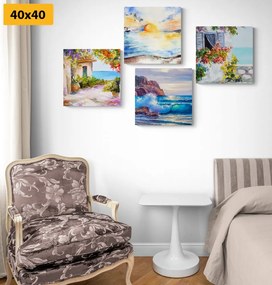 Set di quadri – Tocco di mare in imitazione di pittura a olio