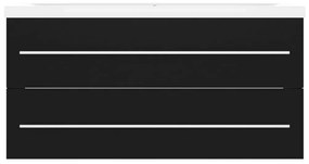 Mobile con lavabo integrato nero in legno multistrato