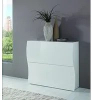 Scarpiera Onda 2 Ante A Ribalta 101X81,4X26,6 Cm Colore Bianco Lucido