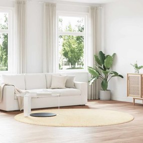 Tappeto Shaggy A Pelo Lungo Navarra Crema 240x240 Cm Poliestere /