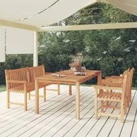 Set da Pranzo per Giardino 4 pz in Legno Massello di Teak cod mxl 51662