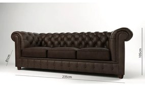 Divano in velluto marrone scuro 230 cm Cambridge - Ropez