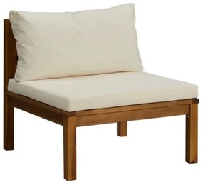 Set Divani da Giardino 5 pz con Cuscini Crema in Legno Acacia