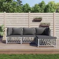 Set Salotto da Giardino 4 pz con Cuscini in Acciaio Biancocod mxl 100563