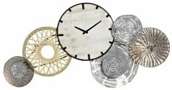 Orologio da Parete DKD Home Decor Grigio Metallo Cerchi Legno MDF (99 x 7.6 x 54.3 cm)