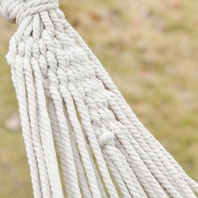 Amaca da Giardino Sospesa 288x150 cm in Tela con Frange Stile Boho Crema...