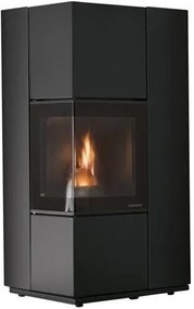 Palazzetti Eldora 9 Stufa A Pellet ecofire angolare ad aria ventilata Con Rivestimento Metallo Verniciato Nero