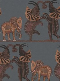 Cole & Son Carta da parati Safari Dance - Orange/ Charcoal