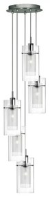 Duo i 5lt multi-drop pendant - metallo argentato satinato e vetro