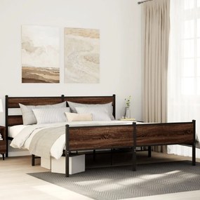 Giroletto Senza Materaso İn Metallo Rovere Marrone 200x200 Cm /