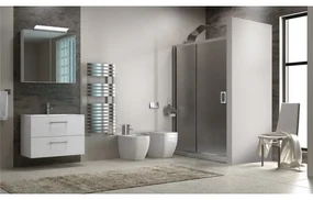 Kamalu - Box doccia nicchia 130cm vetro fabric opaco K410N