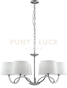 Lampadario astoria cromo e bianco 6 luci attacco e27 82x120cm