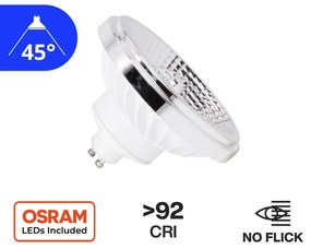 Lampada LED AR111 15W, angolo 45°, CRI92, No-Flickering Colore Bianco Caldo 3.000K