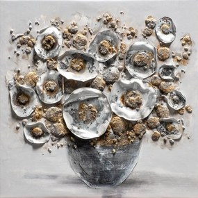 Dipinto su tela Vaso fiori, grigio 60 x 60 cm