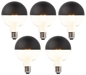 Set di 5 Lampada a filamento LED dimmerabile E27 a specchio G95 nero 550lm 2700K