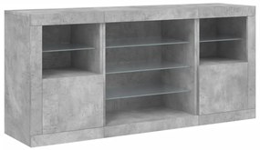 Credenza con luci led grigio cemento 142,5x37x67 cm