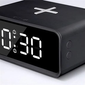 Solight CA07B - Orologio digitale con caricatore wireless Qi 230V/CR2032 nero