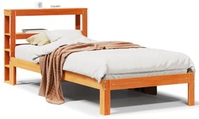 Letto Senza Materasso Marrone Cera 90x190 Cm İn Legno Di Pino /