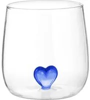 Bicchiere cuore blu in vetro borosilicato, da 380 ml