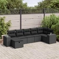 Set Divani da Giardino con Cuscini 7pz Nero Polyrattan 3325701