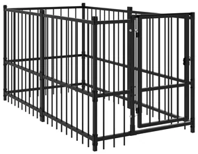 Gabbia per cani nera 193,5x97x100 cm in acciaio