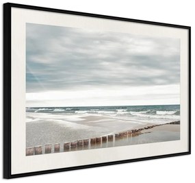 Poster  Chilly Morning at the Seaside  Cornice Quadri Cornice nera con pass-partout, Larghezza x Altezza Home decor 30x20