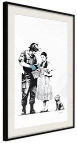 Poster  Banksy: Stop and Search  Cornice Quadri Cornice nera con pass-partout, Larghezza x Altezza Home decor 20x30