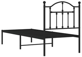 Giroletto con Testiera in Metallo Nero 75x190 cm