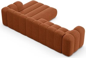 Divano angolare color mattone (con penisola a destra/con chaise lounge) con rivestimento in ciniglia Lupine – Micadoni