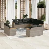 Set Divani da Giardino 11 pz con Cuscini in Polyrattan Grigiocod mxl 116826