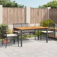 Set da Pranzo da Giardino 5 pz Nero con Cuscini in Polyrattan 3213568