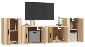Set di mobili porta tv 4 pz rovere sonoma in legno multistrato