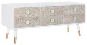 Mobile TV DKD Home Decor 119 x 42 x 50 cm Abete Dorato Bianco Marrone Chiaro