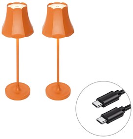 Set di 2 lampade da tavolo retrò arancioni ricaricabili IP44 - Granny