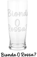 Bicchiere birra in vetro scritta Bionda o rossa 500 ml