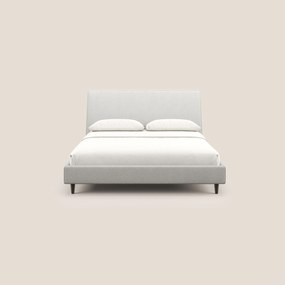 Dorotea letto imbottito con piedi in legno in morbido bouclé impermeabile T07 grigio