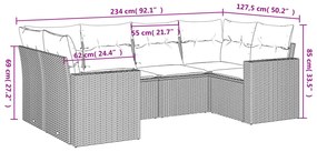 Set Divano da Giardino 6 pz con Cuscini Marrone in Polyrattan