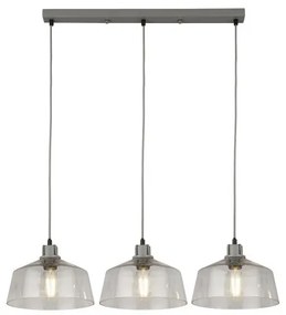 X odeon 3lt bar pendant - metallo grigio e vetro